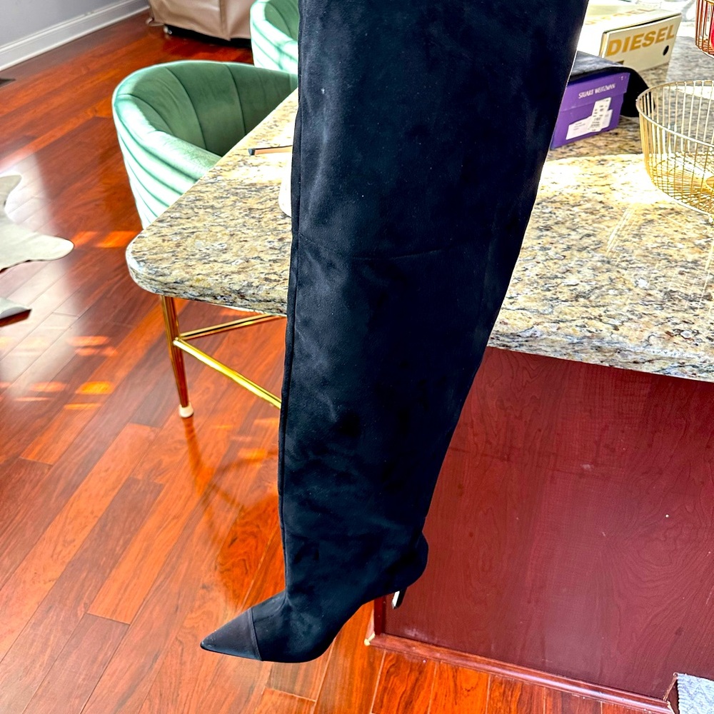 GOOD AMERICAN The Weekend Black Suede Boots NEW Size 9 Over The Knee Boot